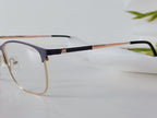 Elegant blue and gold metal stylish frames with carbon fiber temples, modern designer style