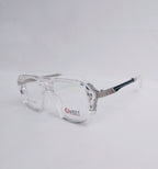 white wayfarer with golden and black temple