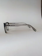Square bold acetate eyeglasses – light gray, side view temple arm