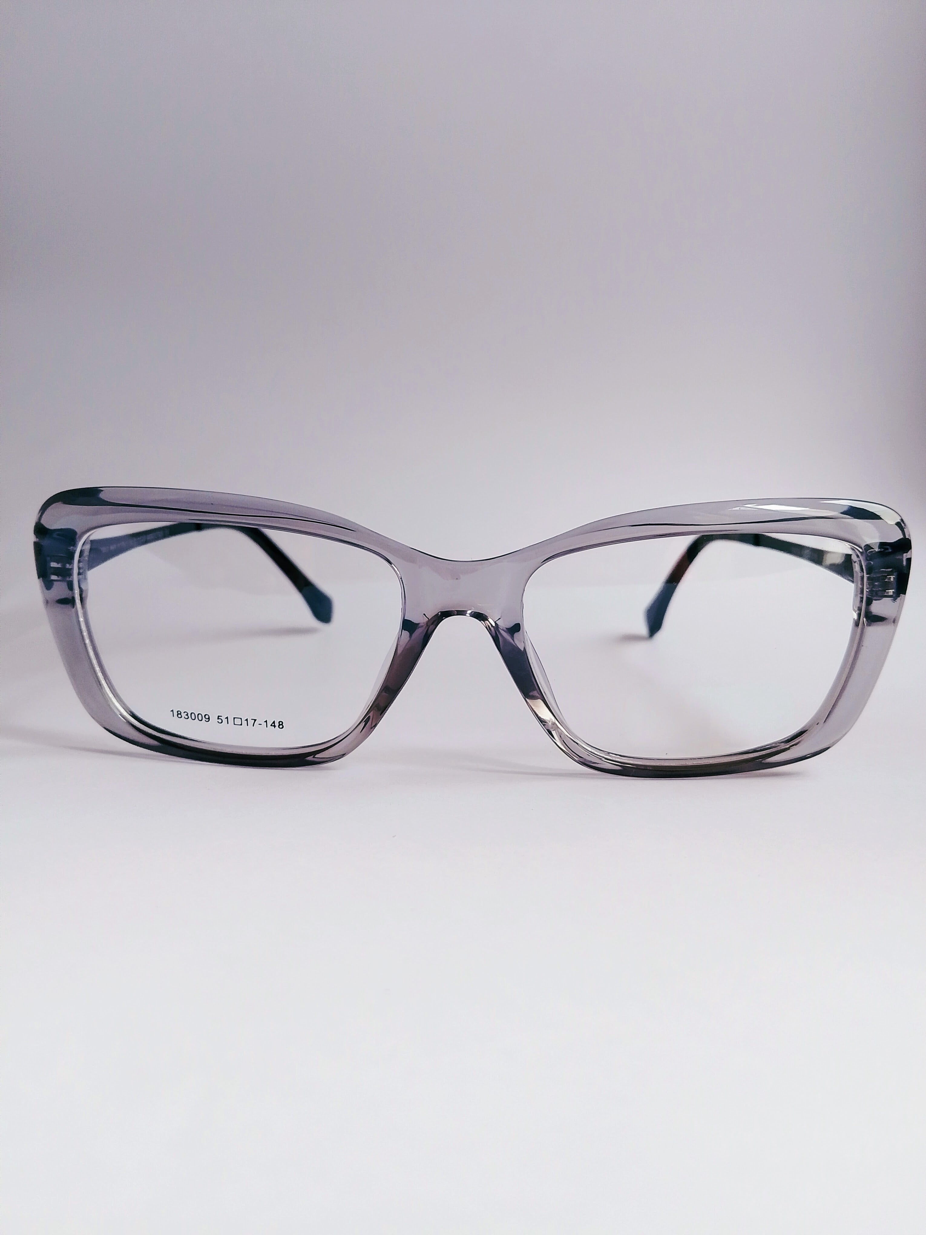 Opal Transparent Grey Wide-Frame Eyeglasses - Front View