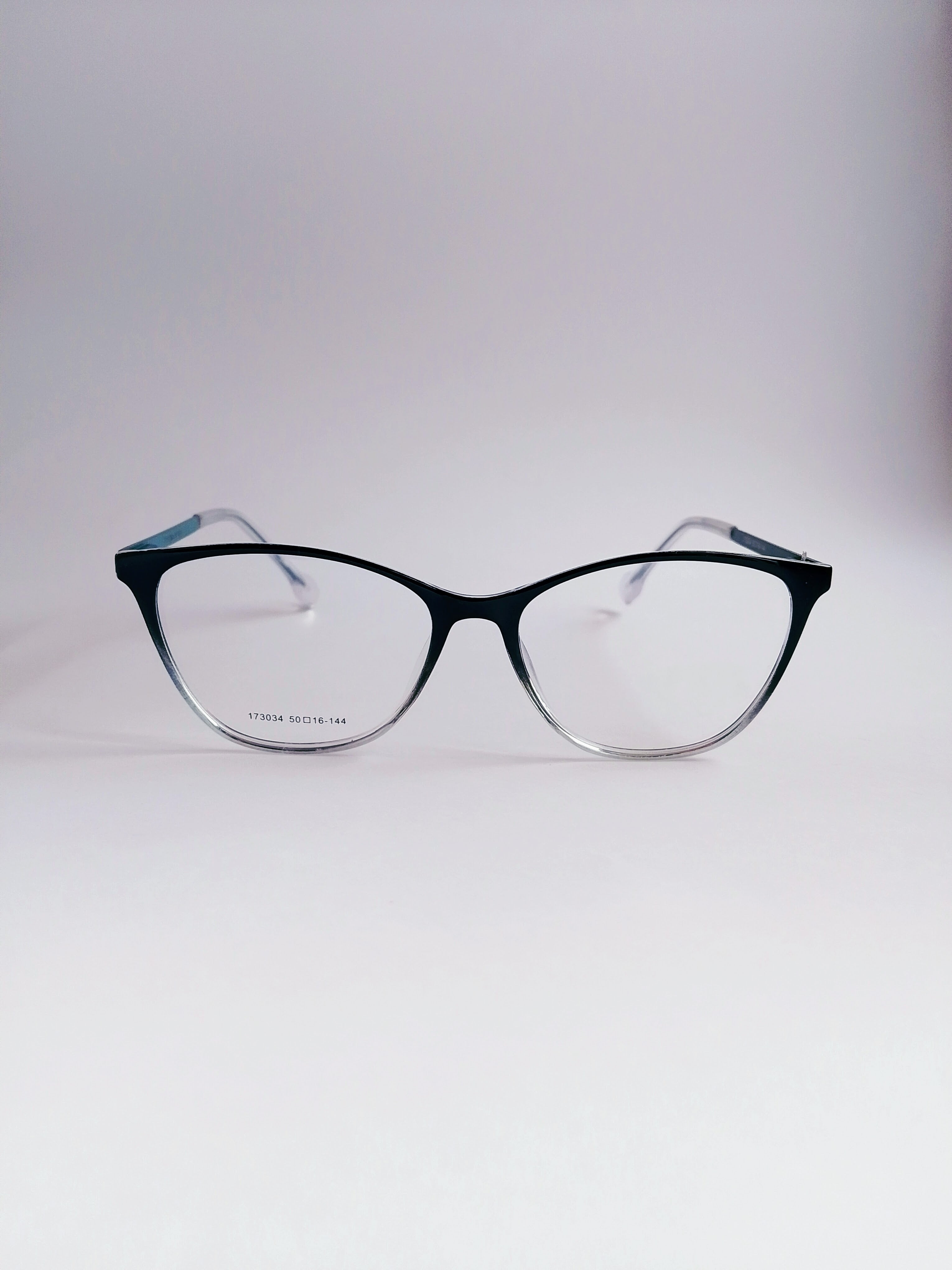 Velvet Teal Gradient Cat-Eye Eyeglasses – 3/4 Angle View