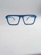 Blueprint Classic matte blue square eyeglasses – front view