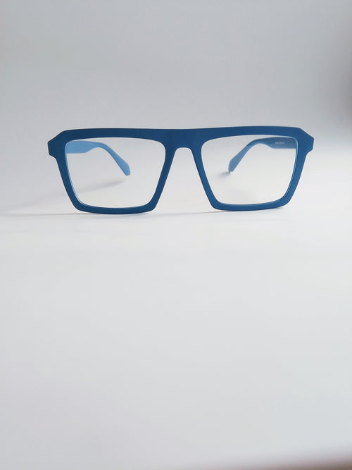 Blueprint Classic matte blue square eyeglasses – front view