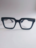 Midnight Bold matte black oversized square eyeglasses – front view