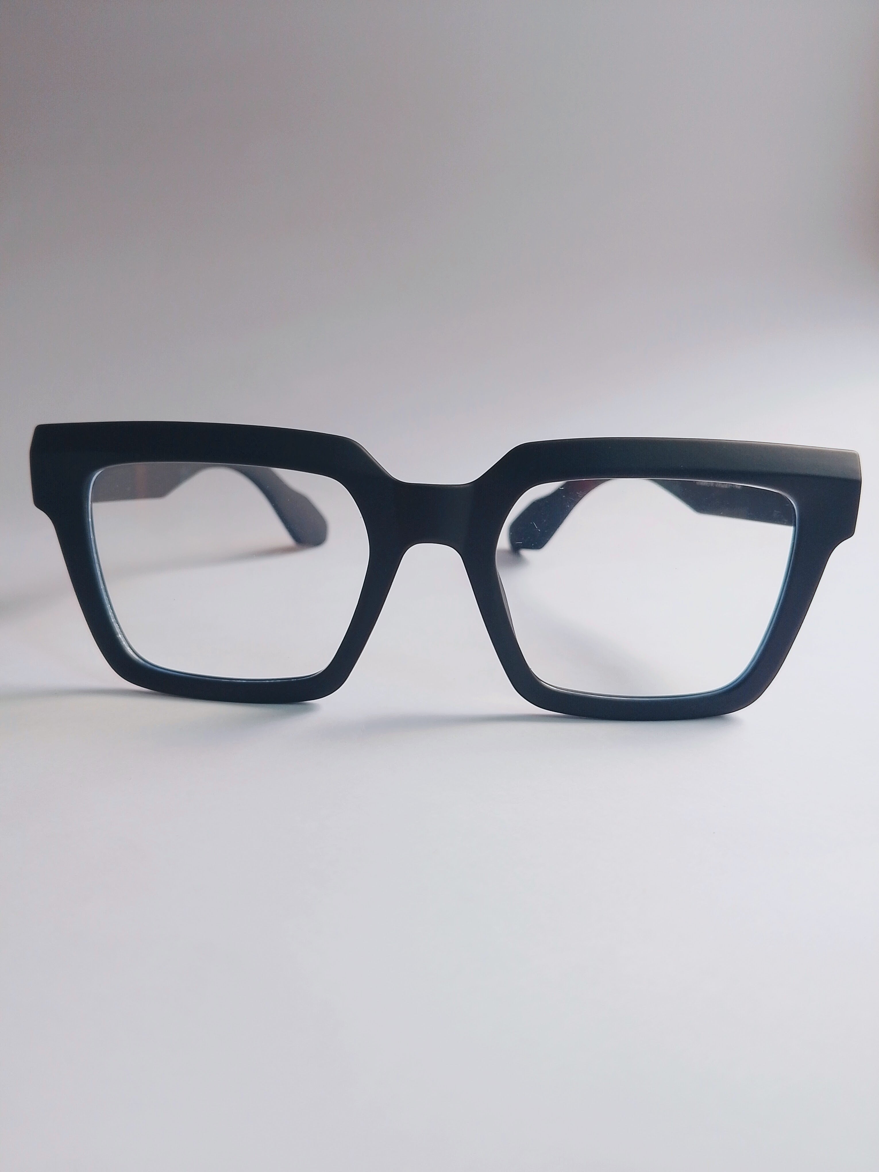Midnight Bold matte black oversized square eyeglasses – front view