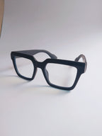 Midnight Bold matte black oversized square eyeglasses – 3/4 angle view