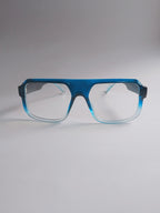 Teal Fade gradient square eyeglasses – front view with white background