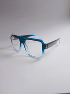 Teal Fade gradient square eyeglasses – 3/4 angle view