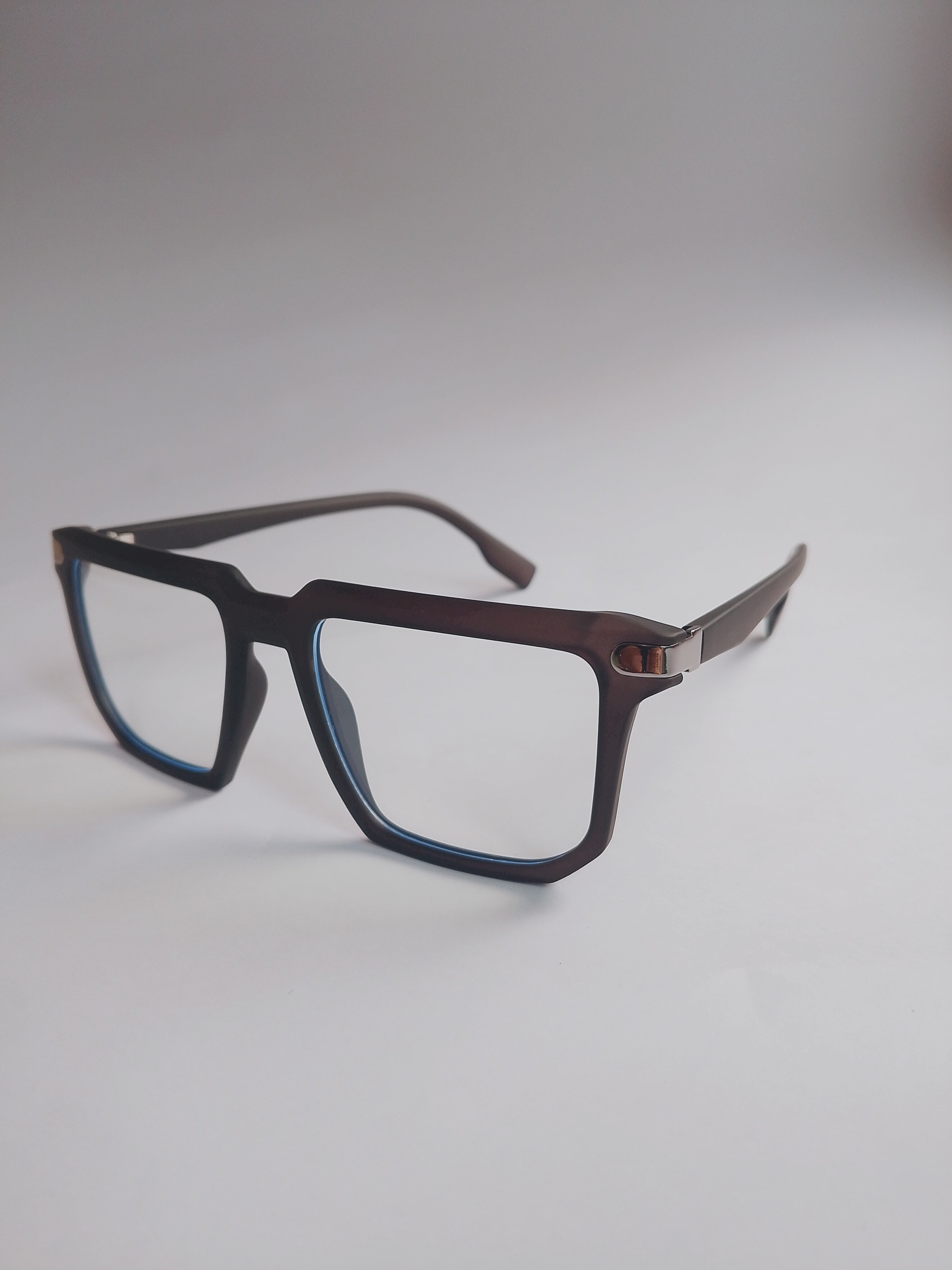 Mocha Edge dark brown square eyeglasses – 3/4 angle view