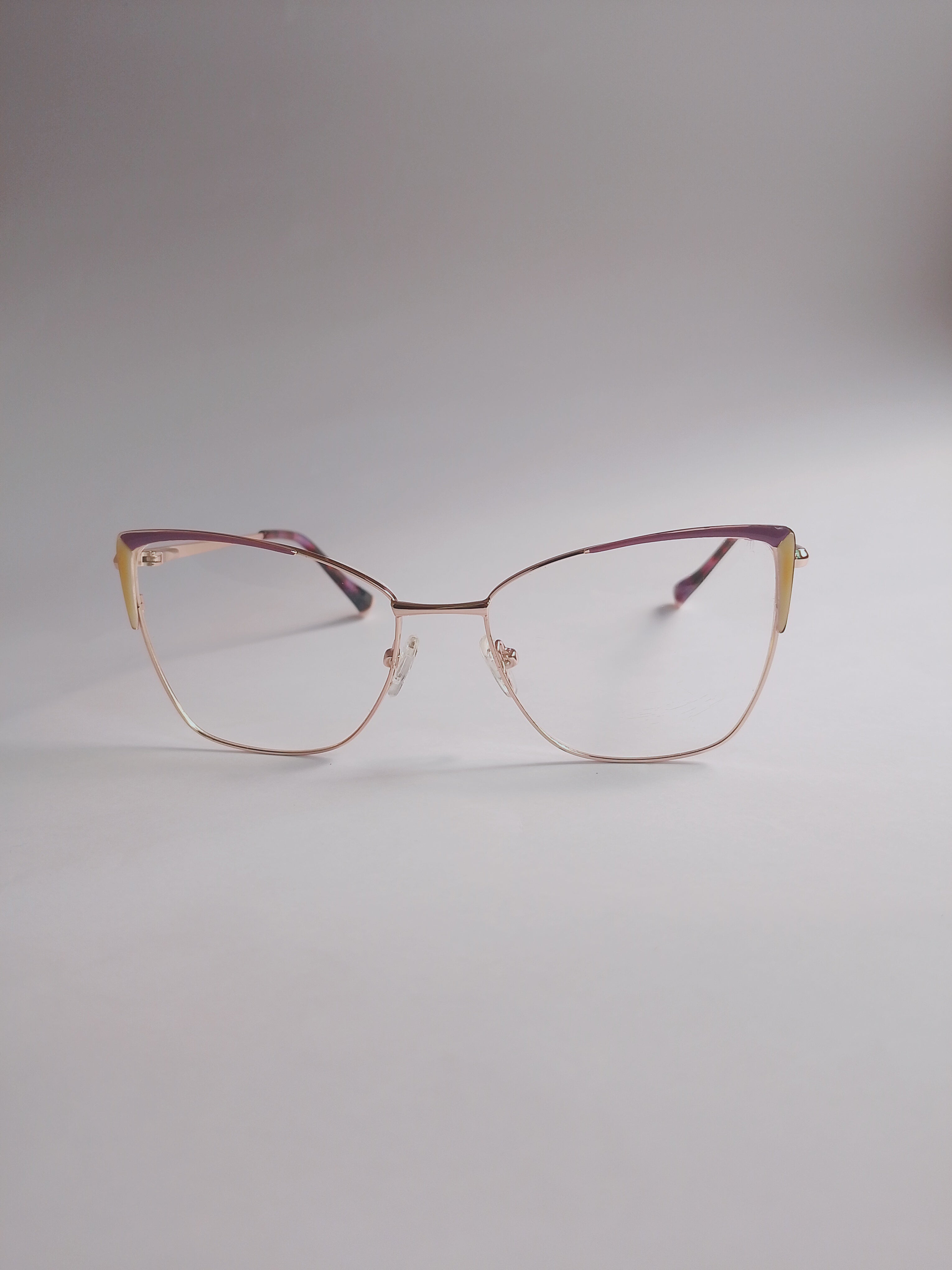 Rose Monarch rose gold cat-eye eyeglasses – front view
