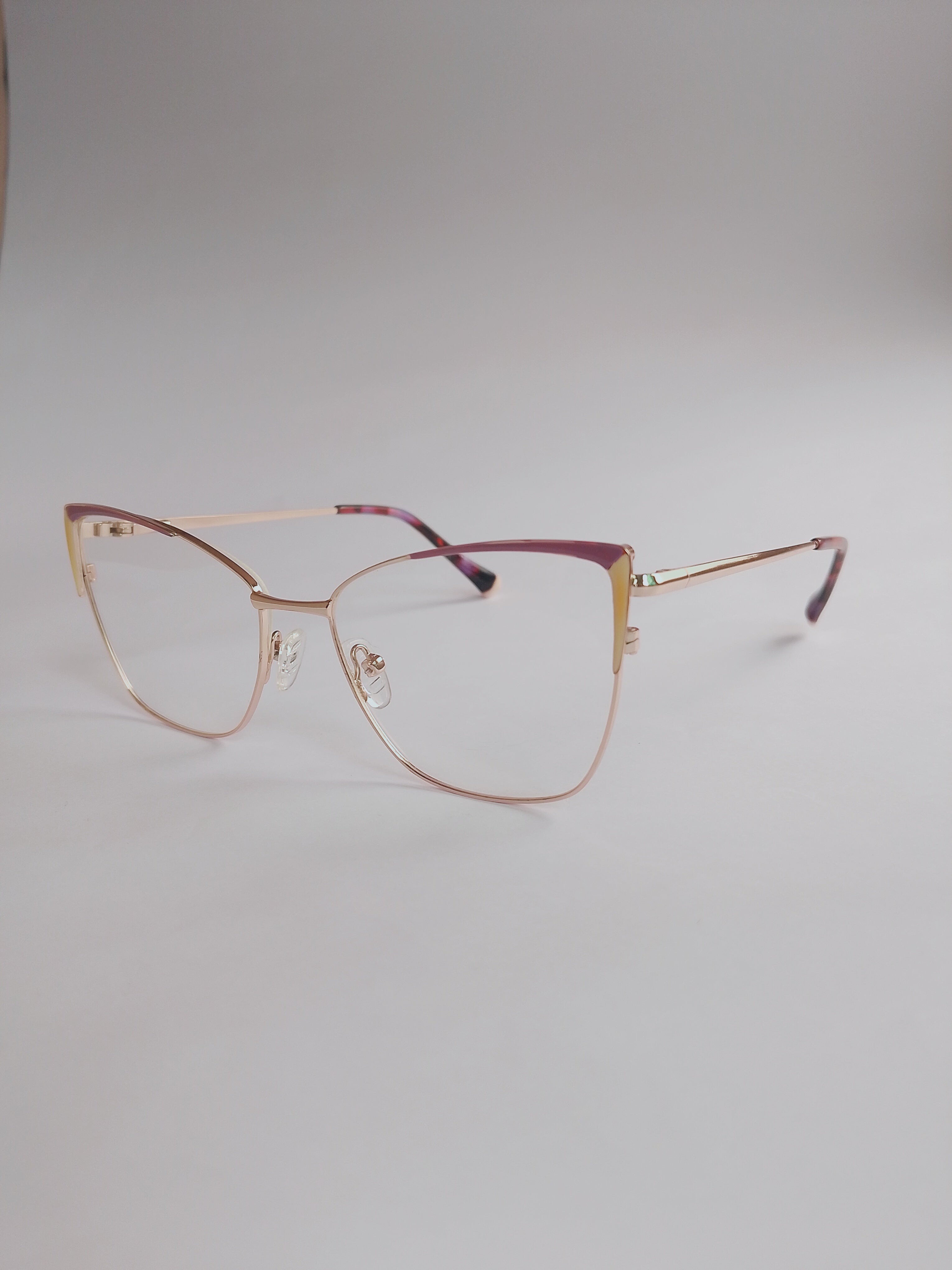 Rose Monarch rose gold cat-eye eyeglasses – 3/4 angle view