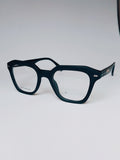 Square matte black eyeglasses – front view, bold acetate frame on white background
