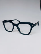 Square matte black eyeglasses – front view, bold acetate frame on white background