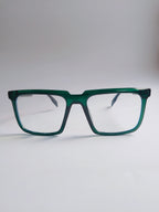 Emerald Edge translucent green square eyeglasses – front view
