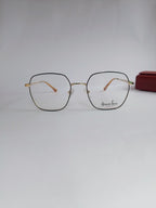 Dusk Square Frame – black and gold two-tone metal eyeglasses, front view