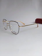 Dusk Square Frame – black and gold two-tone metal eyeglasses, 3/4 angle view