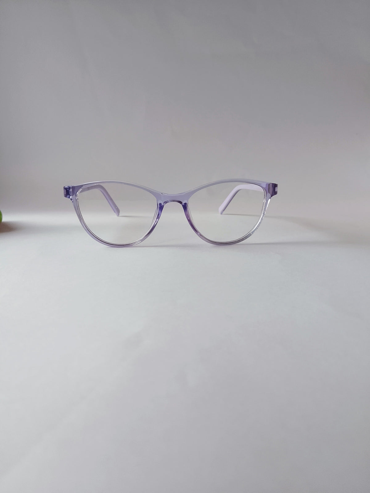 Lavender purple cat-eye kids frame, front view