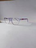 Lavender purple cat-eye kids frame, side view