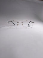Rexon silver rimless rectangular eyeglasses front view