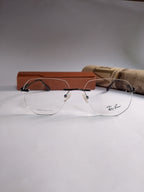 Zayn geometric rimless stylish frame three-quarter view with black temples