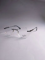 Zayn premium quality rimless eyeglasses front view with soft geometric lenses