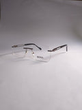 Rovan rimless stylish frame three-quarter view with black temples