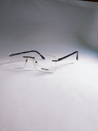 Liora rimless stylish frame three-quarter view with dark temples