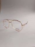 Gold Aviator metal eyeglasses with fixed nose pad