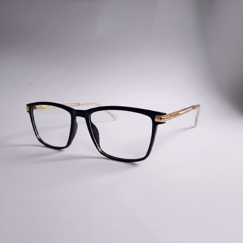 Black Gold Square Eyeglasses – Clean