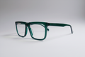 Emerald Edge translucent green square eyeglasses – 3/4 angle view