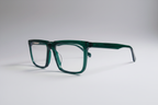 Emerald Edge translucent green square eyeglasses – 3/4 angle view