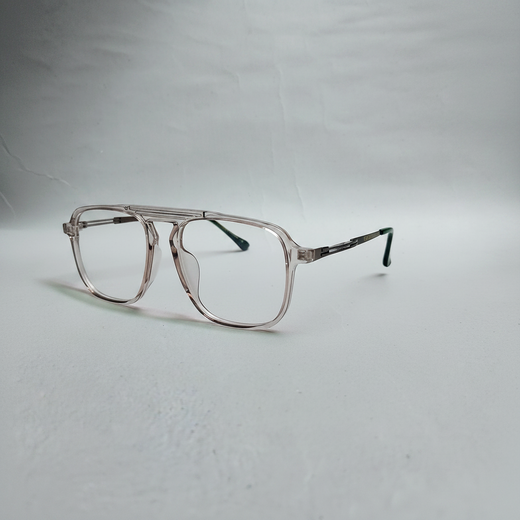Crystal Pilot Frame – clear transparent frame, 3/4 angle view