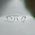 Crystal Pilot Frame – clear transparent double bridge square aviator, front view