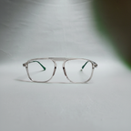 Crystal Pilot Frame – clear transparent double bridge square aviator, front view