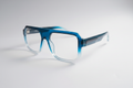 Teal Fade gradient square eyeglasses – generated 3/4 angle