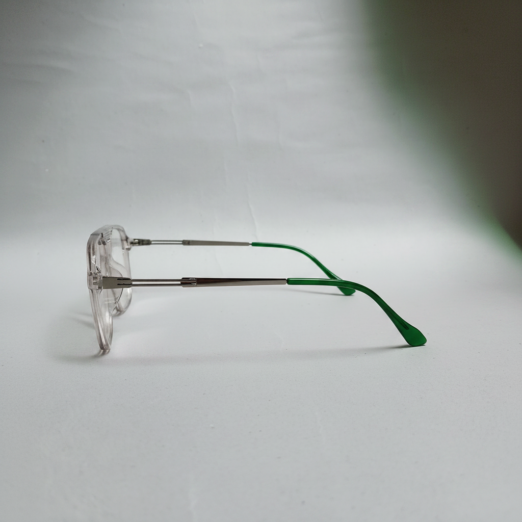 Crystal Pilot Frame – clear transparent frame, side view