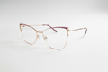 Rose Monarch – 3/4 Angle  metal cat eye frame in golden maehroon color  on white background